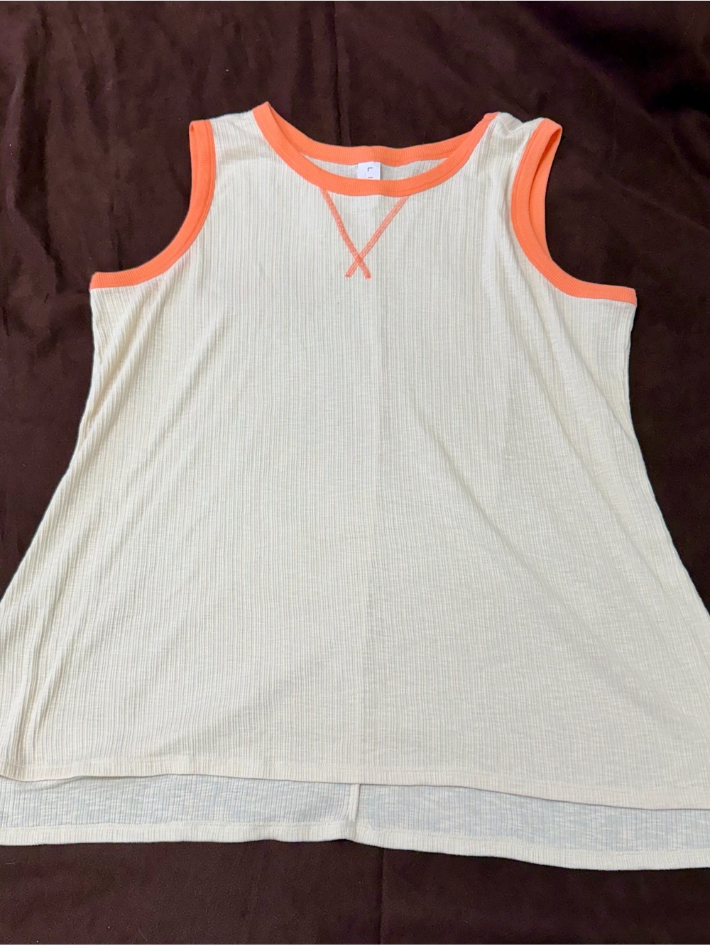 Lane Bryant Cream Tank Top with Orange Trim